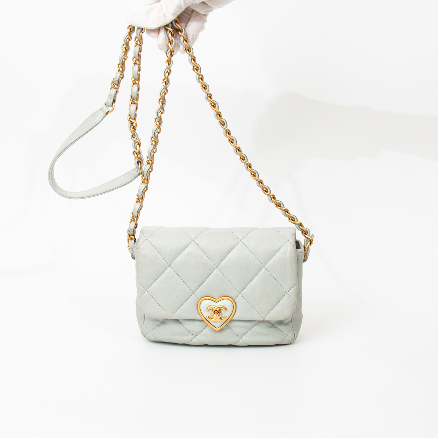 Sac à main Chanel Mini Square à rabat simple, bleu avec finitions dorées, 2021 HC9KJ7H9 – Image 6
