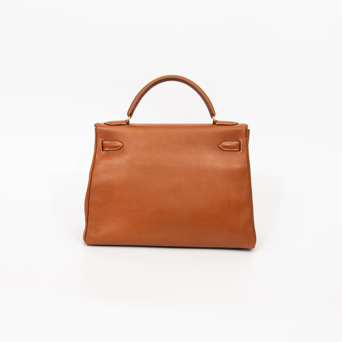 Sac à main Hermès Kelly 32 Retourne, cuir, doré avec finitions dorées, 1993 – Image 4