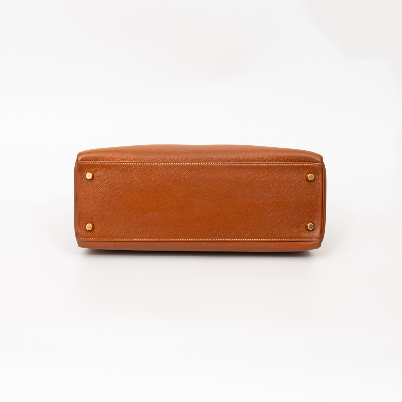 Sac à main Hermès Kelly 32 Retourne, cuir, doré avec finitions dorées, 1993 – Image 5