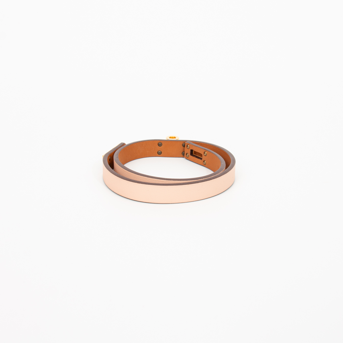 Bracelet Hermès Kelly Double Tour T2 en cuir et or rose – Image 5
