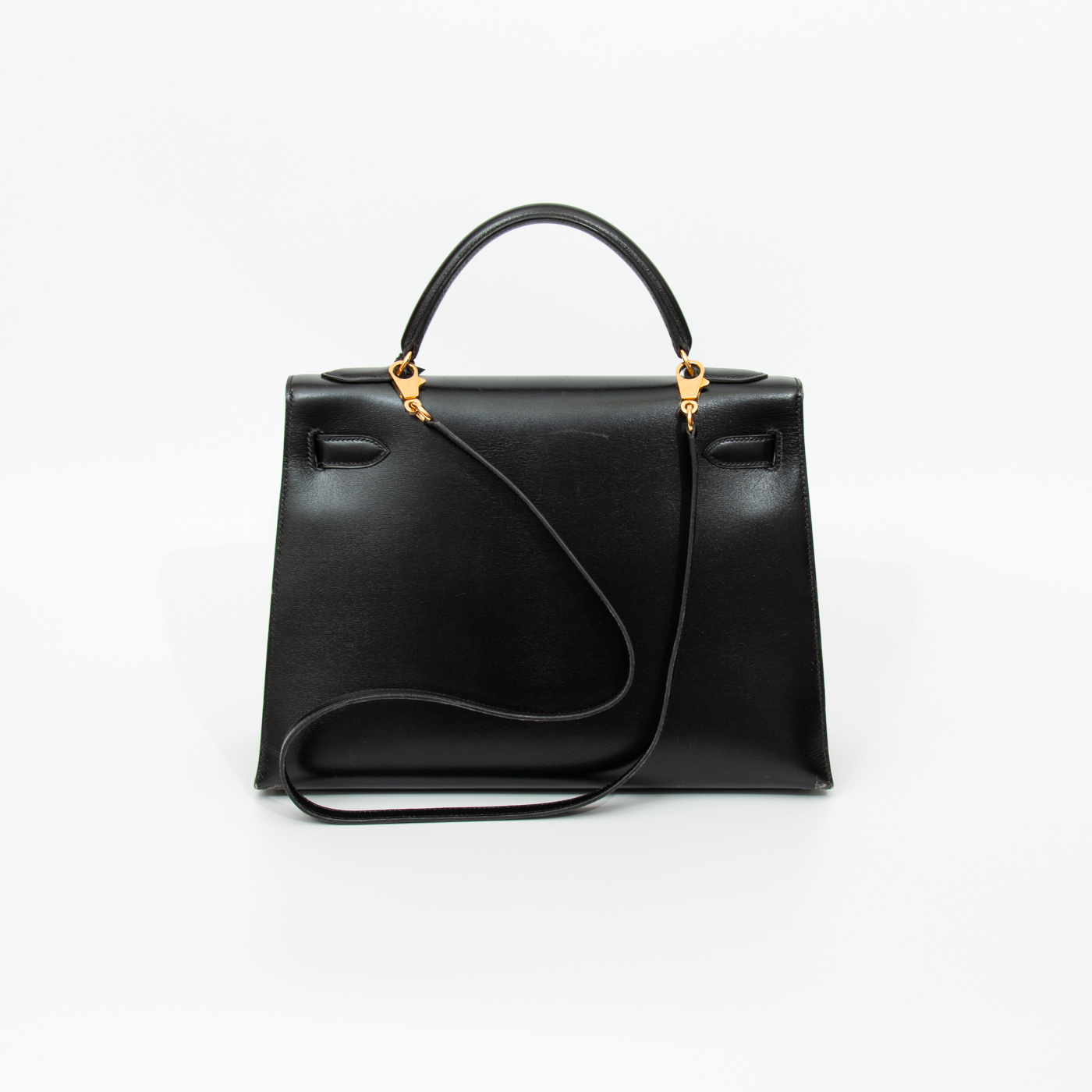 Hermès Handtasche Kelly 32 Box Calf Leder Schwarz Mit Goldener Hardware 1992 – Bild 4