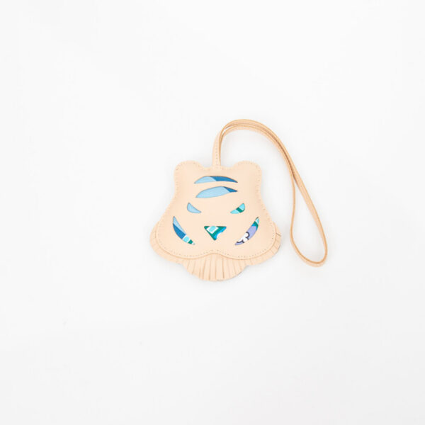 Hermès Petit H Tiger Bag Charm Leder Beige Multicolor