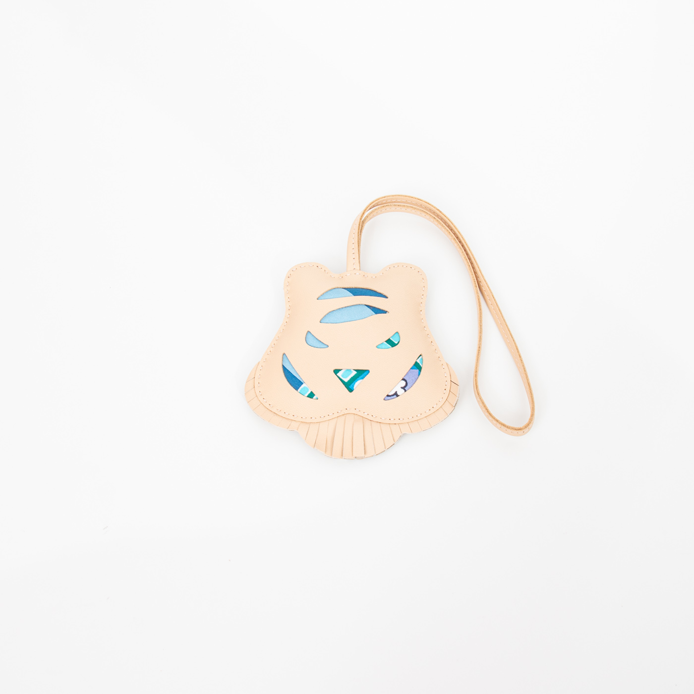 Hermès Petit H Tiger Bag Charm Leder Beige Multicolor – Bild 2