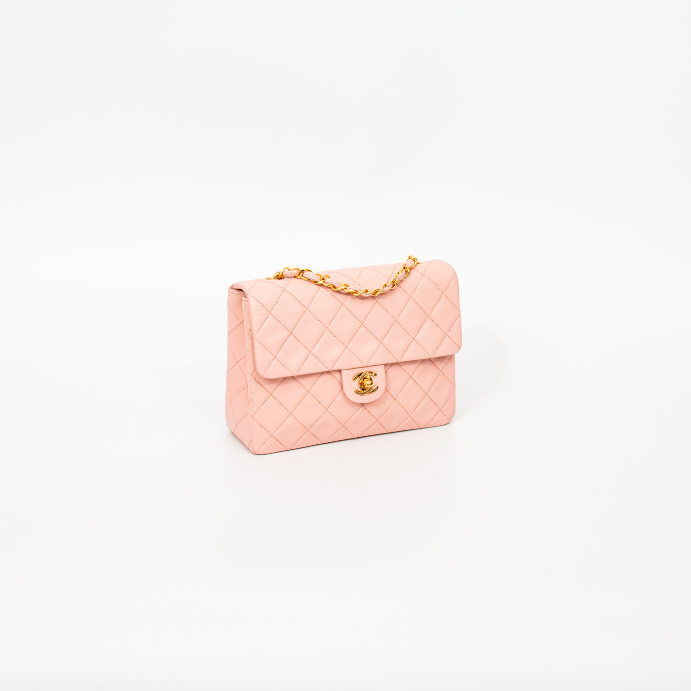 Sac à main Chanel à rabat simple et chaîne simple, en cuir d'agneau rose vintage, 1991-1994, référence 2340719 – Image 2