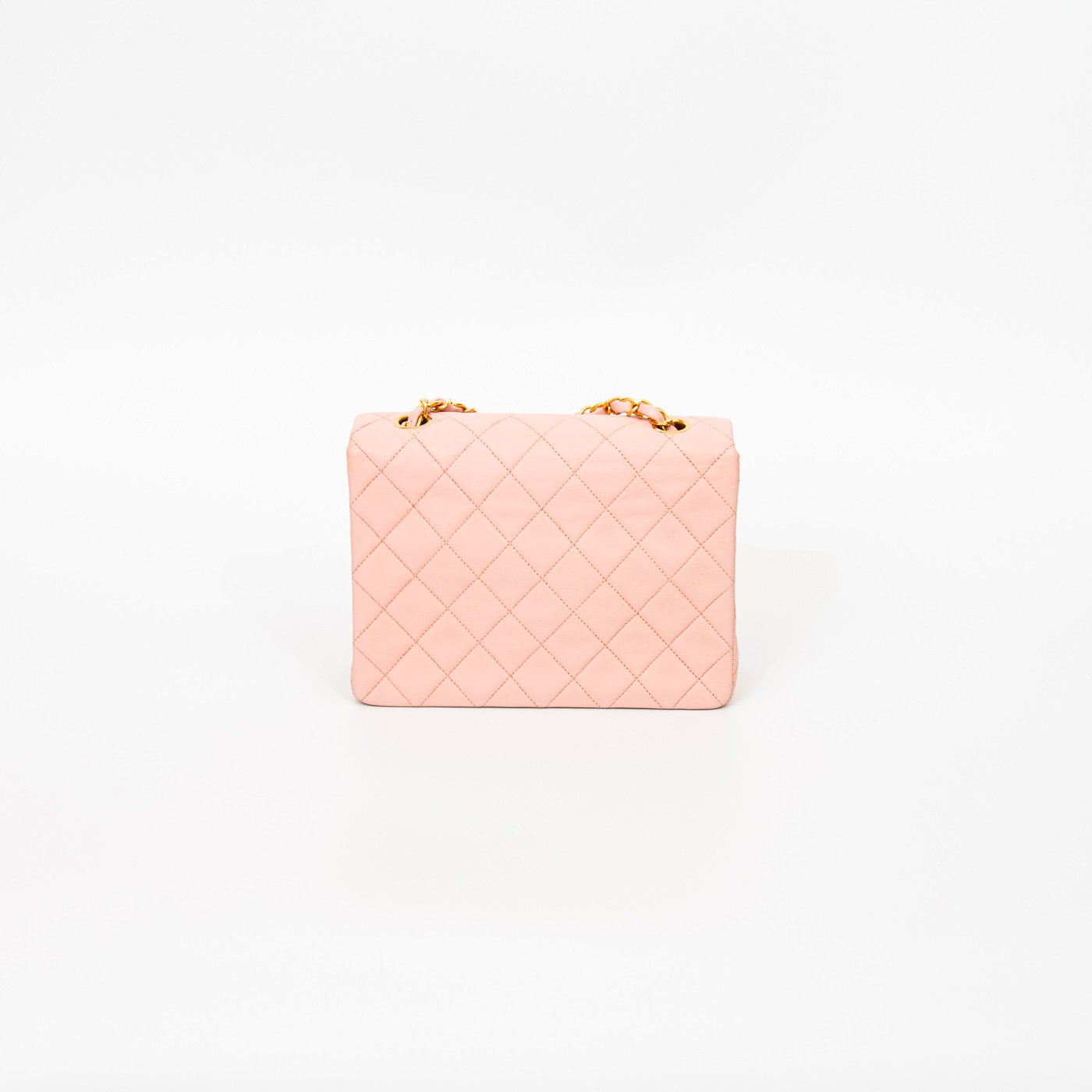 Sac à main Chanel à rabat simple et chaîne simple, en cuir d'agneau rose vintage, 1991-1994, référence 2340719 – Image 4