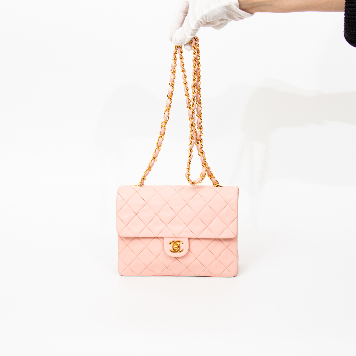 Sac à main Chanel à rabat simple et chaîne simple, en cuir d'agneau rose vintage, 1991-1994, référence 2340719 – Image 6