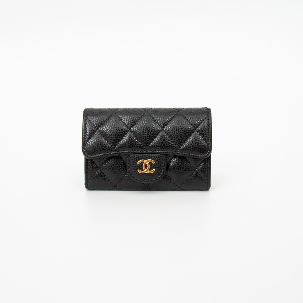 Chanel Münzbörse Timeless Caviar-Leder Schwarz mit goldener Hardware P55KG775
