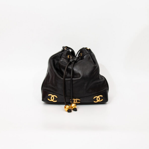 Chanel Handtasche Triple Coco Lambskin Schwarz Mit Goldener Hardware