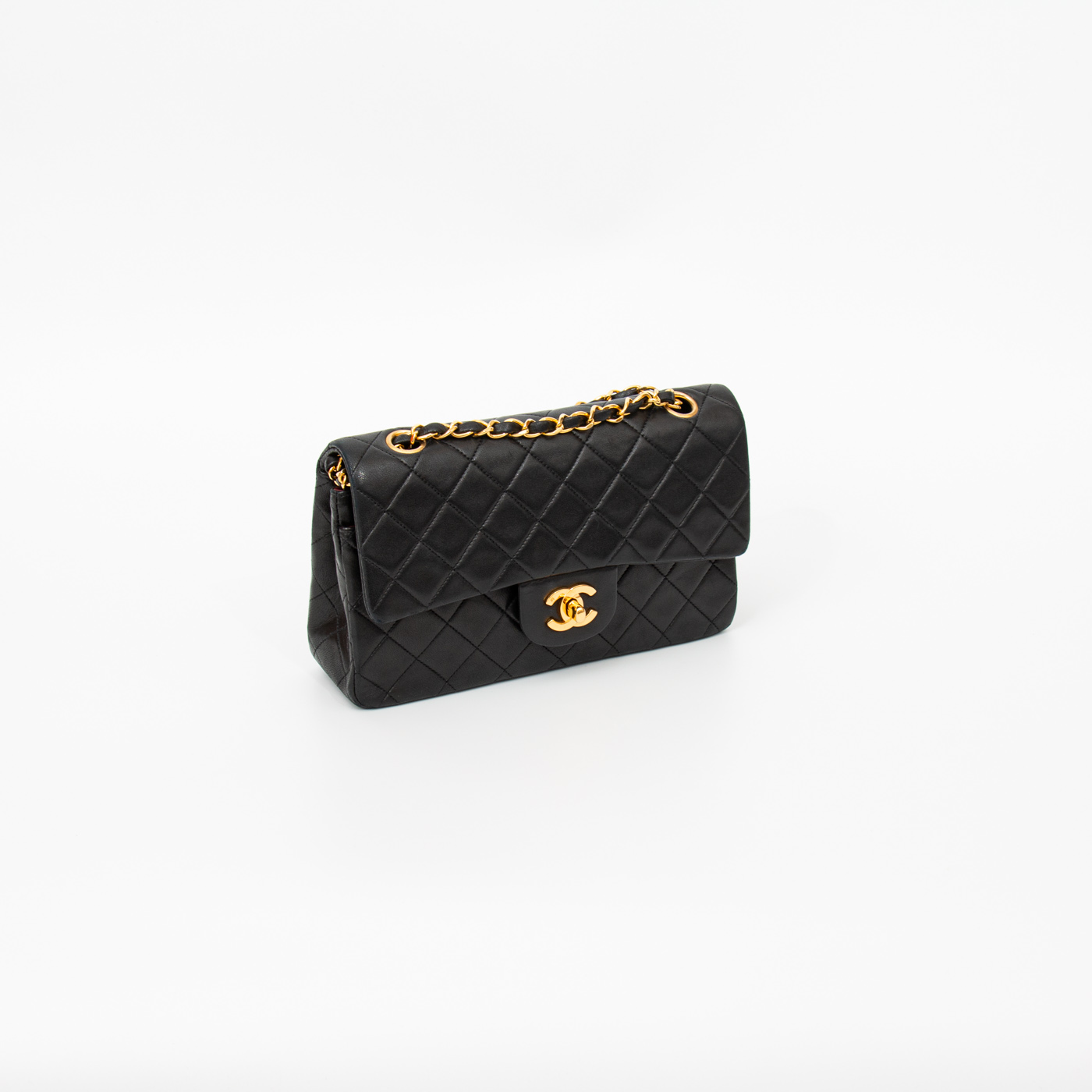 Chanel Tasche Timeless Double Flap Small Schwarz Mit Goldener Hardware 1991–1994 2266472 – Bild 3