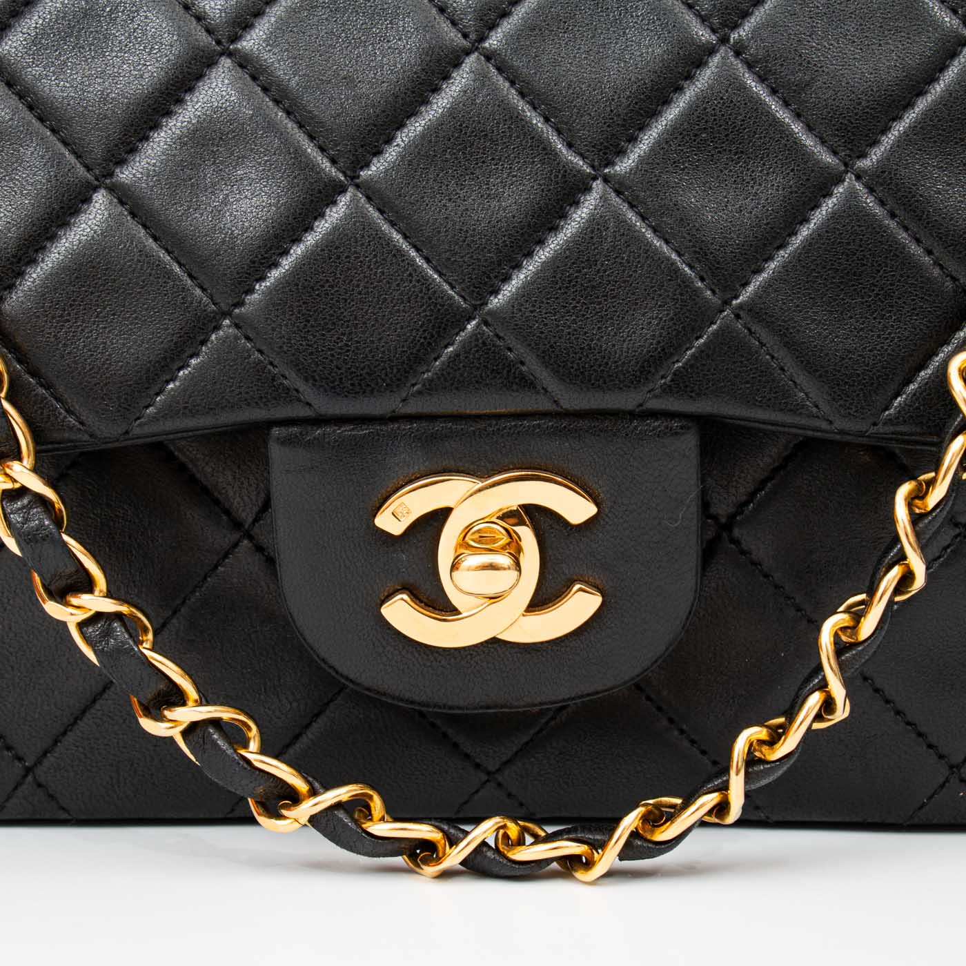 Chanel Tasche Timeless Double Flap Small Schwarz Mit Goldener Hardware 1991–1994 2266472 – Bild 7