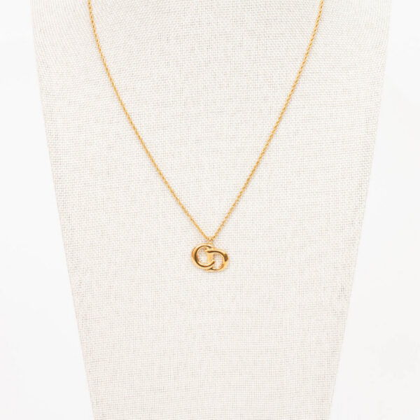 Collier pendentif CD Christian Dior en or vintage 44 cm