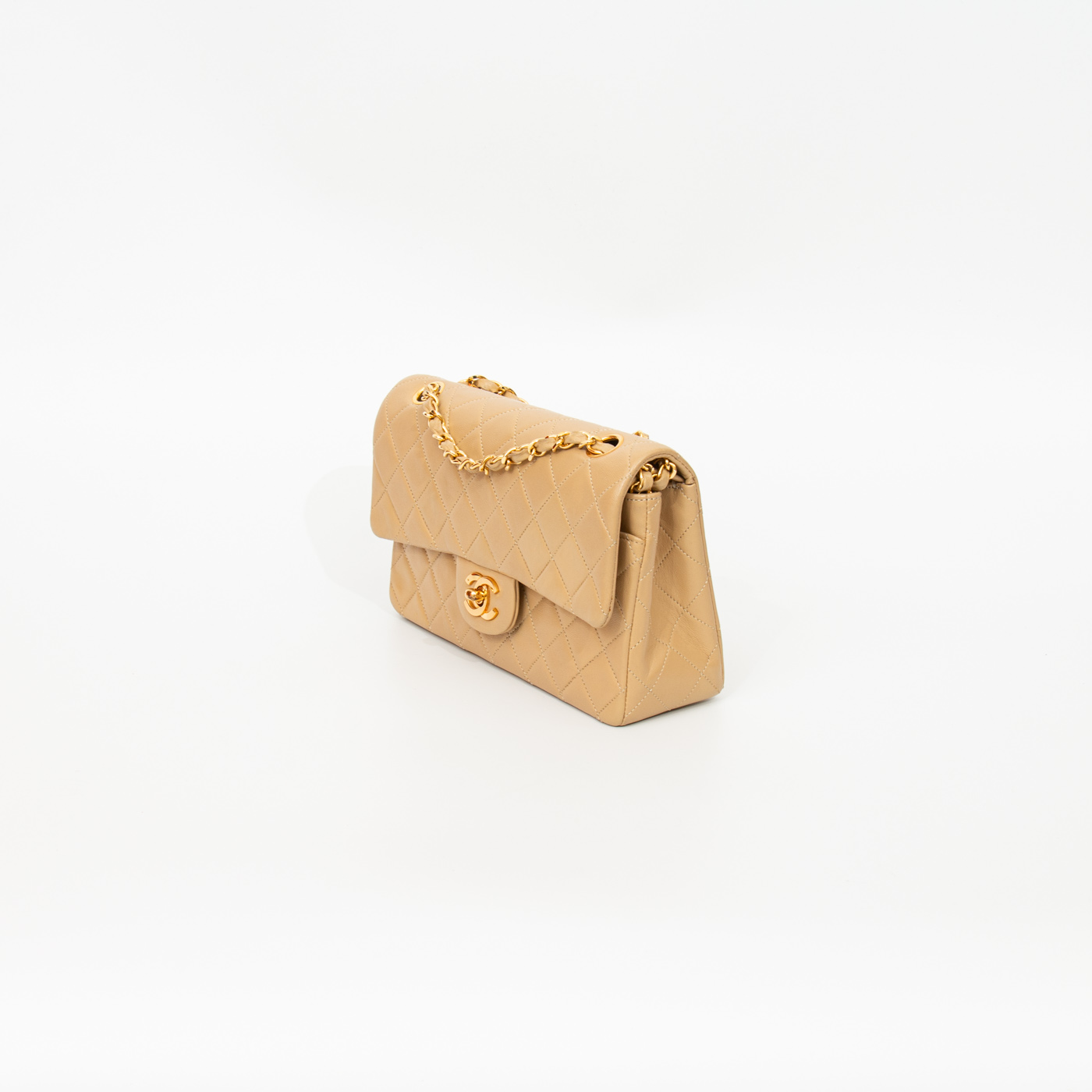 Chanel Tasche Timeless Small Lambskin Double Flap Beige 375627 – Bild 2