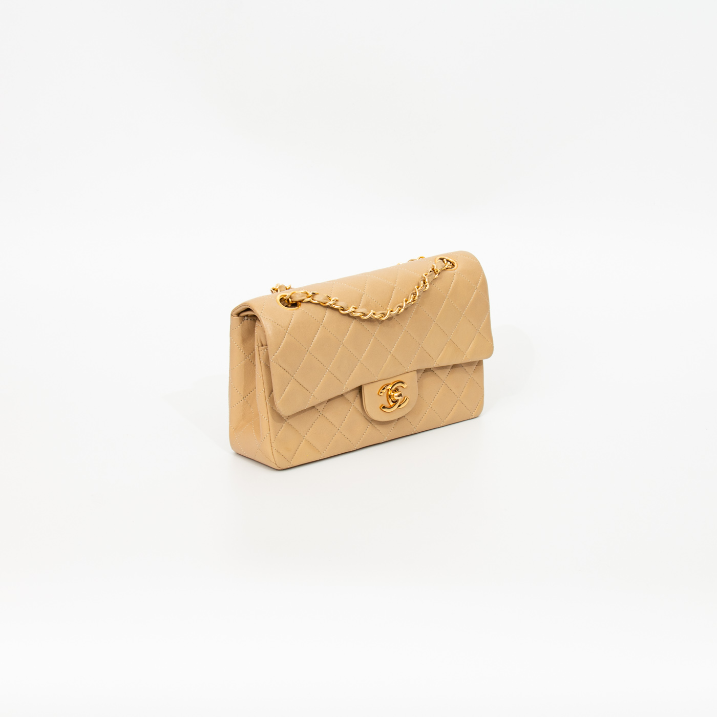 Chanel Tasche Timeless Small Lambskin Double Flap Beige 375627 – Bild 3