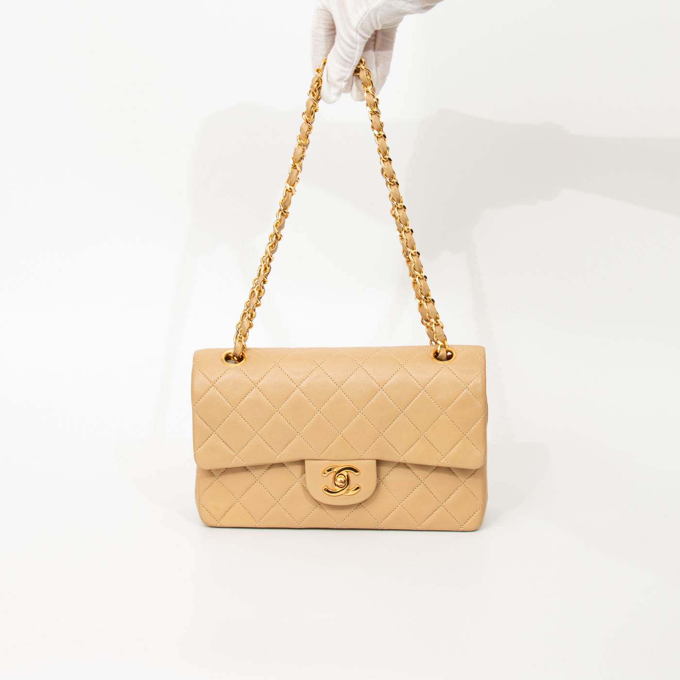 Chanel Tasche Timeless Small Lambskin Double Flap Beige 375627 – Bild 6
