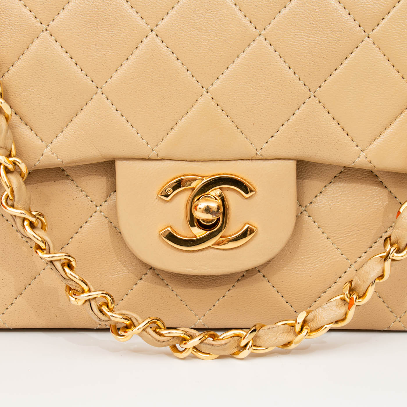 Chanel Tasche Timeless Small Lambskin Double Flap Beige 375627 – Bild 7