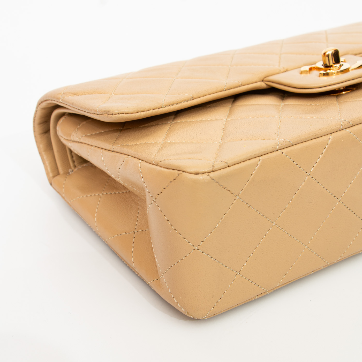 Chanel Tasche Timeless Small Lambskin Double Flap Beige 375627 – Bild 9