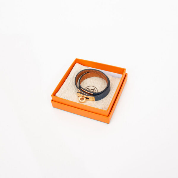 Bracelet Hermès Kelly Double Tour T2 Bleu Or 2024