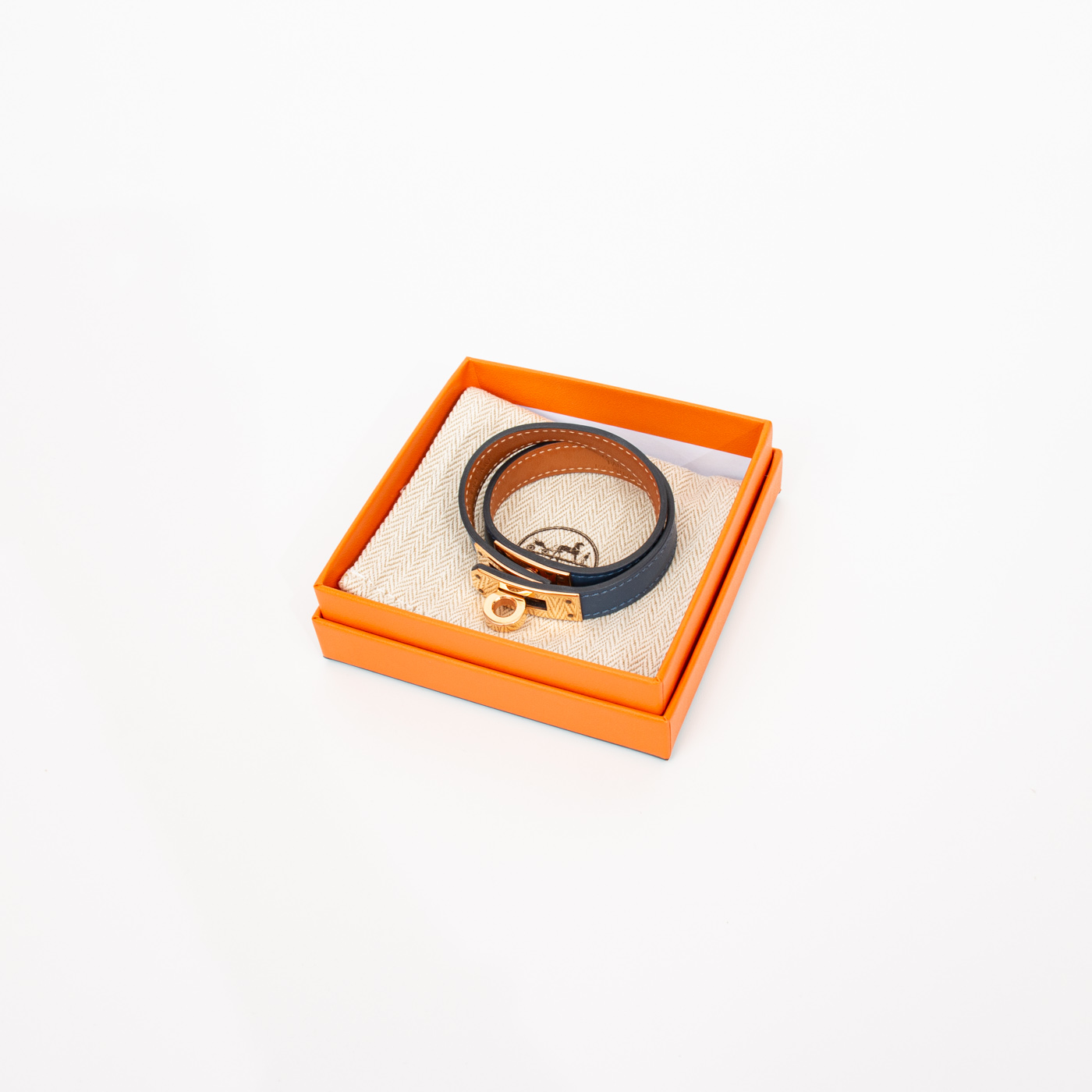 Bracelet Hermès Kelly Double Tour T2 Bleu Or 2024