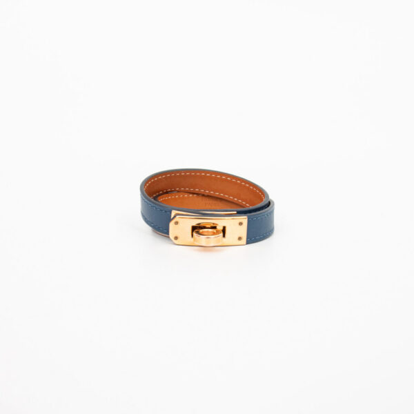 Bracelet Hermès Kelly Double Tour T2 Bleu Or 2024