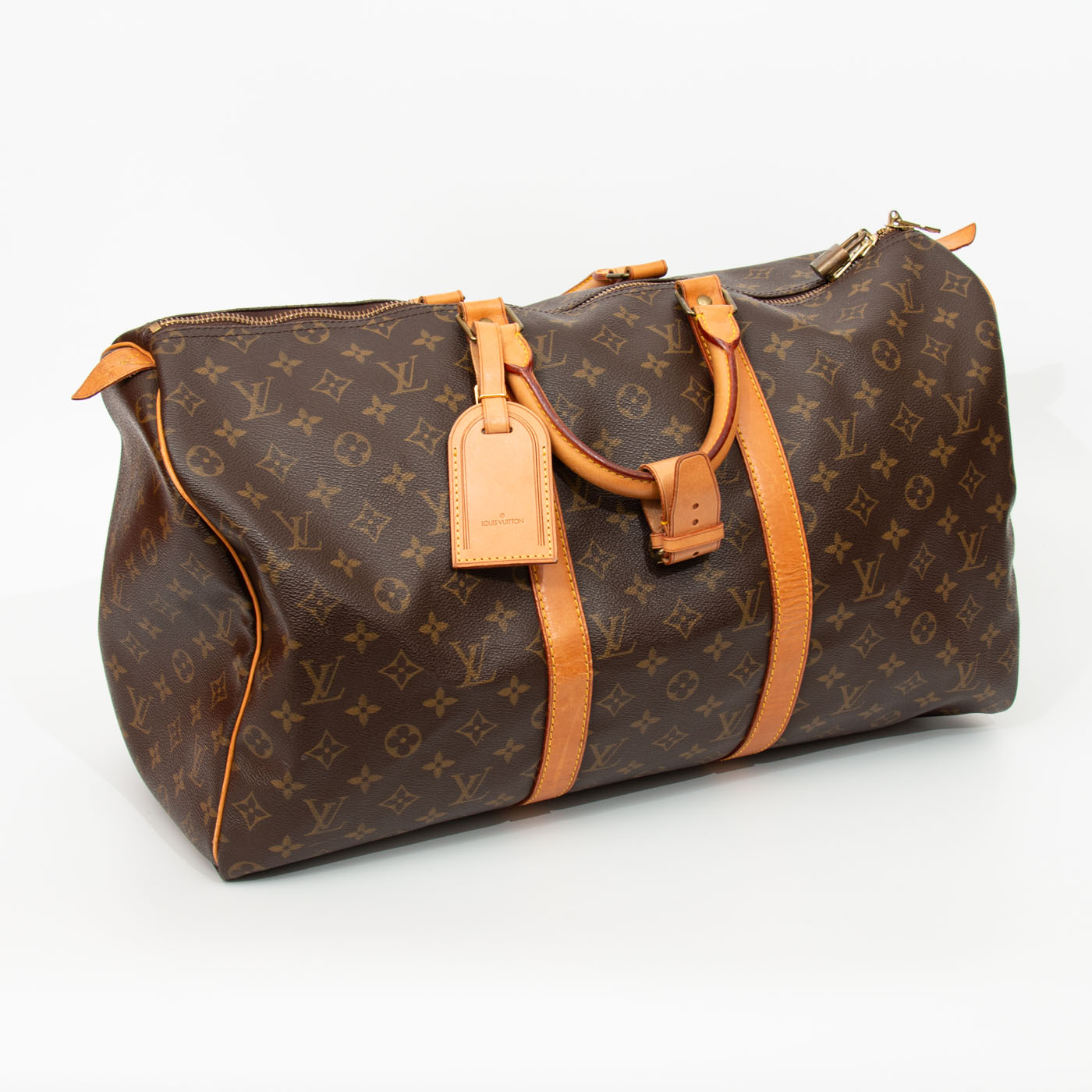 Louis Vuitton Tasche Monogram Keepall 50 Canvas Braun 1990 MB1910 – Bild 3