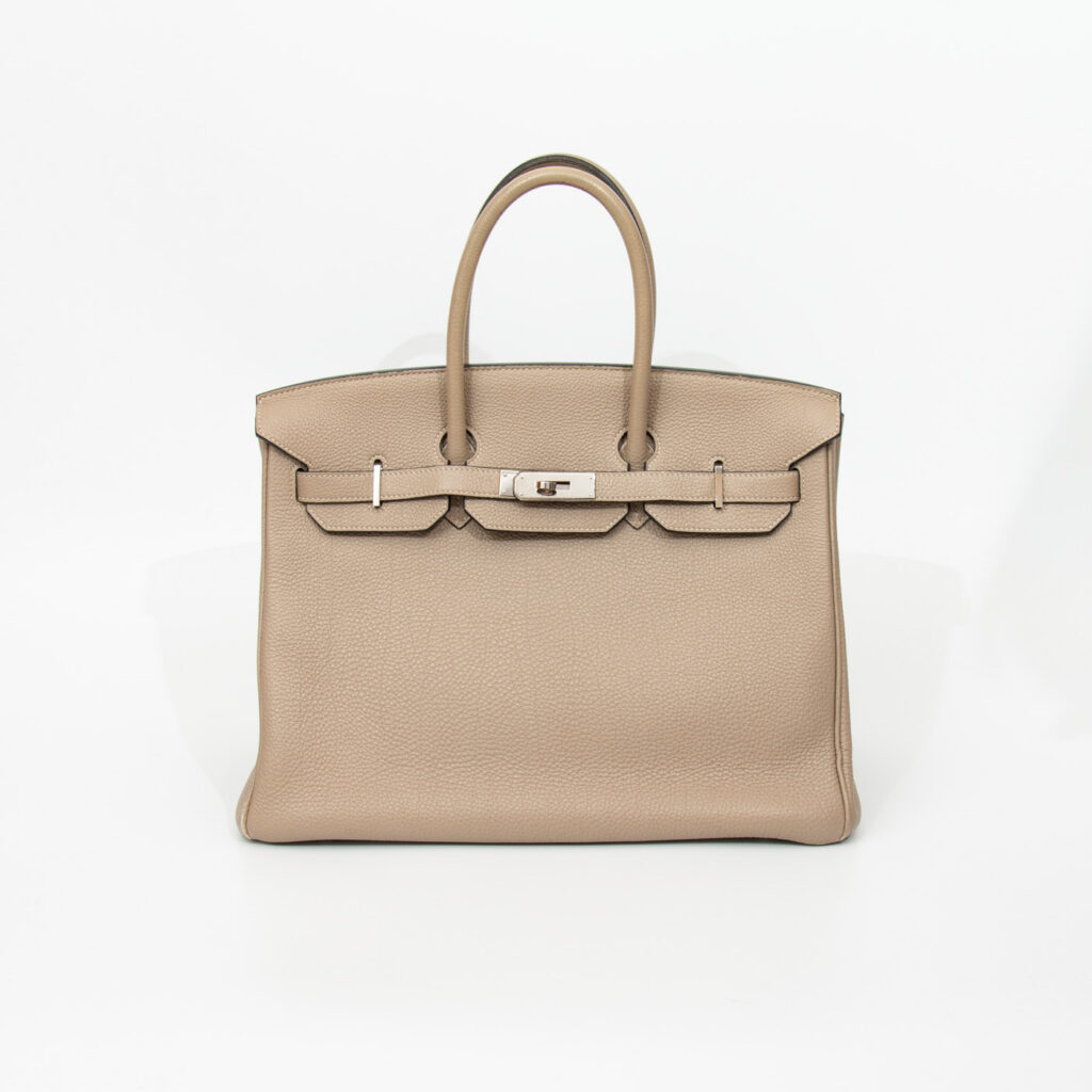 Hermès Handtasche Birkin 35 Retourne Togo-Leder Grau Mit Silberner Hardware 2010