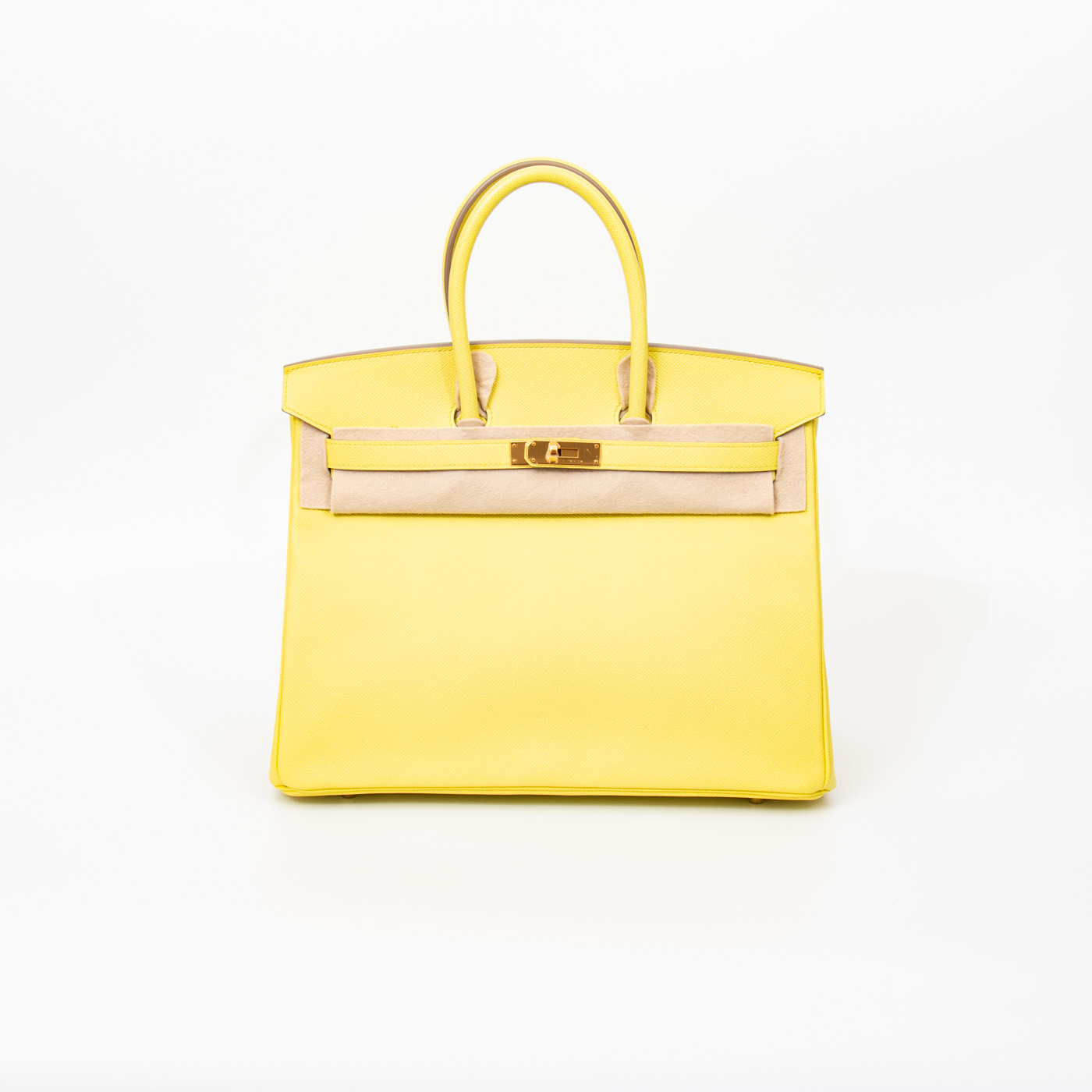 Bolso Hermès Birkin 35 Retourne Epsom Lime con herrajes de oro rosa, 2013