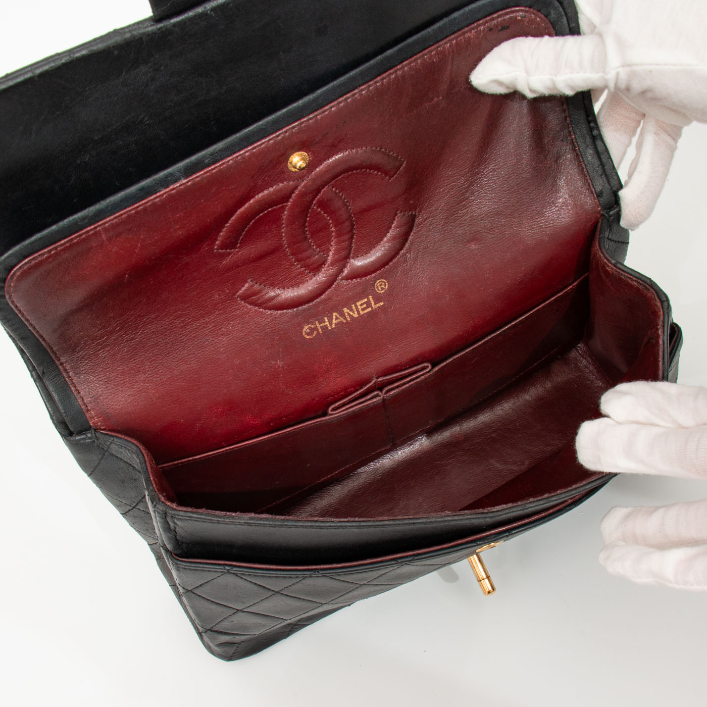 Chanel Tasche Timeless Double Flap Medium Schwarz 1986–1988 0927369 – Bild 11