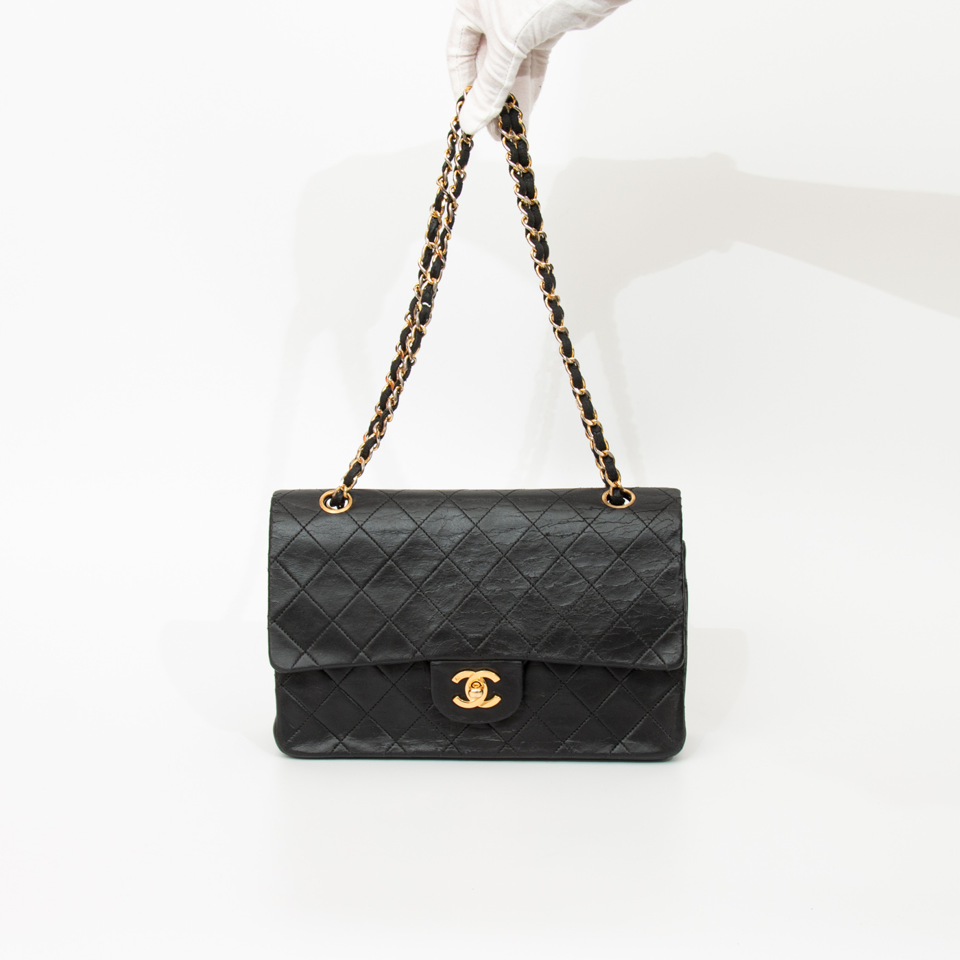 Chanel Tasche Timeless Double Flap Medium Schwarz 1986–1988 0927369 – Bild 6