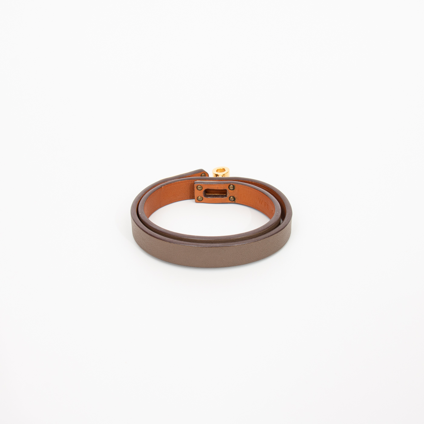 Bracelet Hermès Mini Kelly Doubletour en cuir doré T2 – Image 5