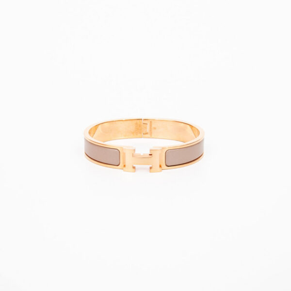Hermès Bracelet Clic H PM Marron Glacé Or Émail