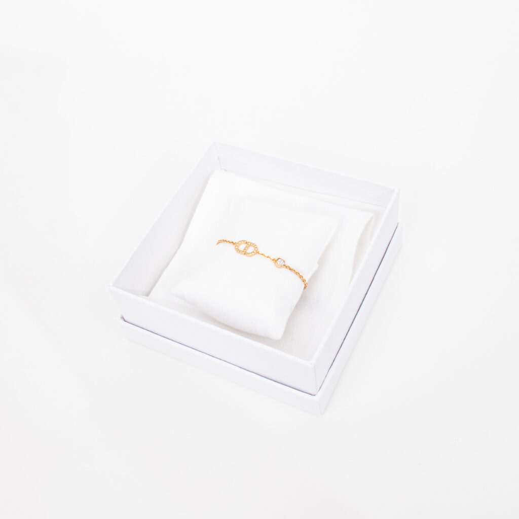 Christian Dior Petit CD Armband Gold mit Kristallen 17 cm