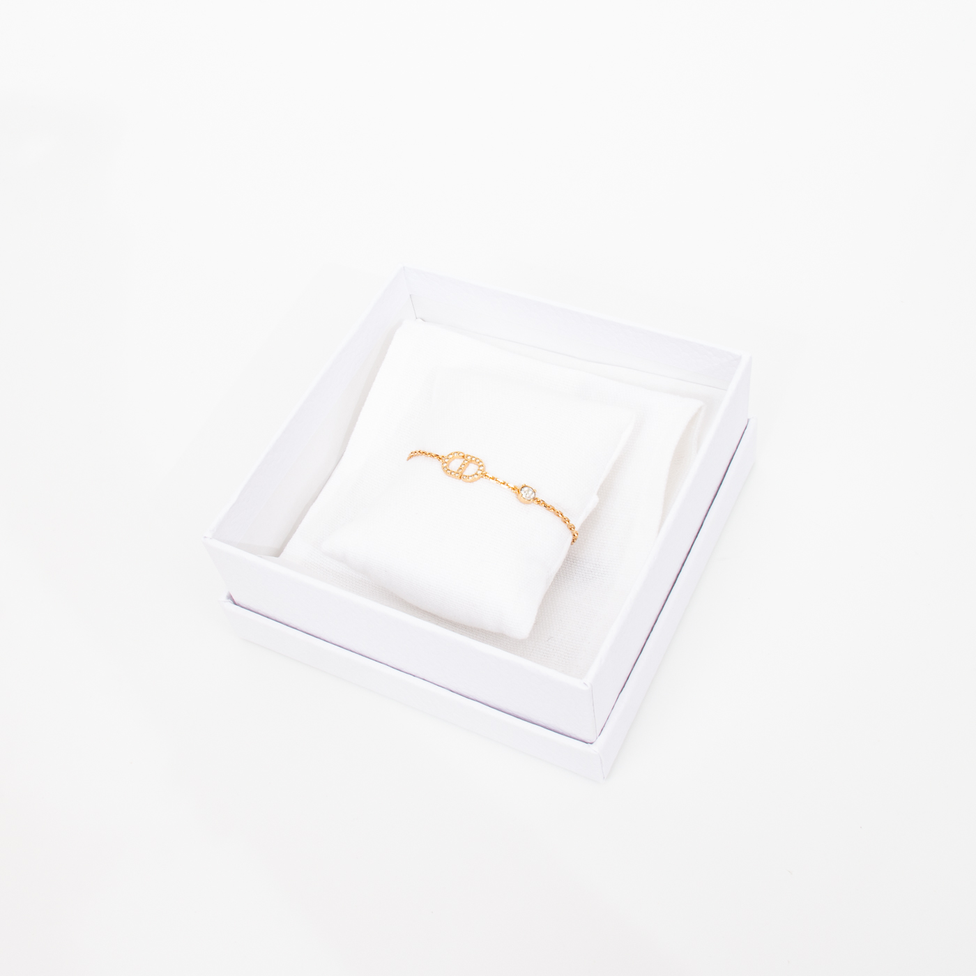 Bracelet Christian Dior Petit CD en or avec cristaux 17 cm