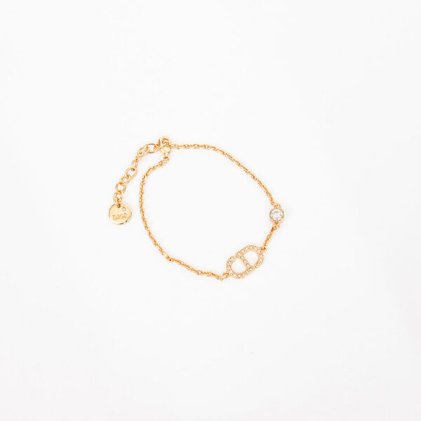 Bracelet Christian Dior Petit CD en or avec cristaux 17 cm