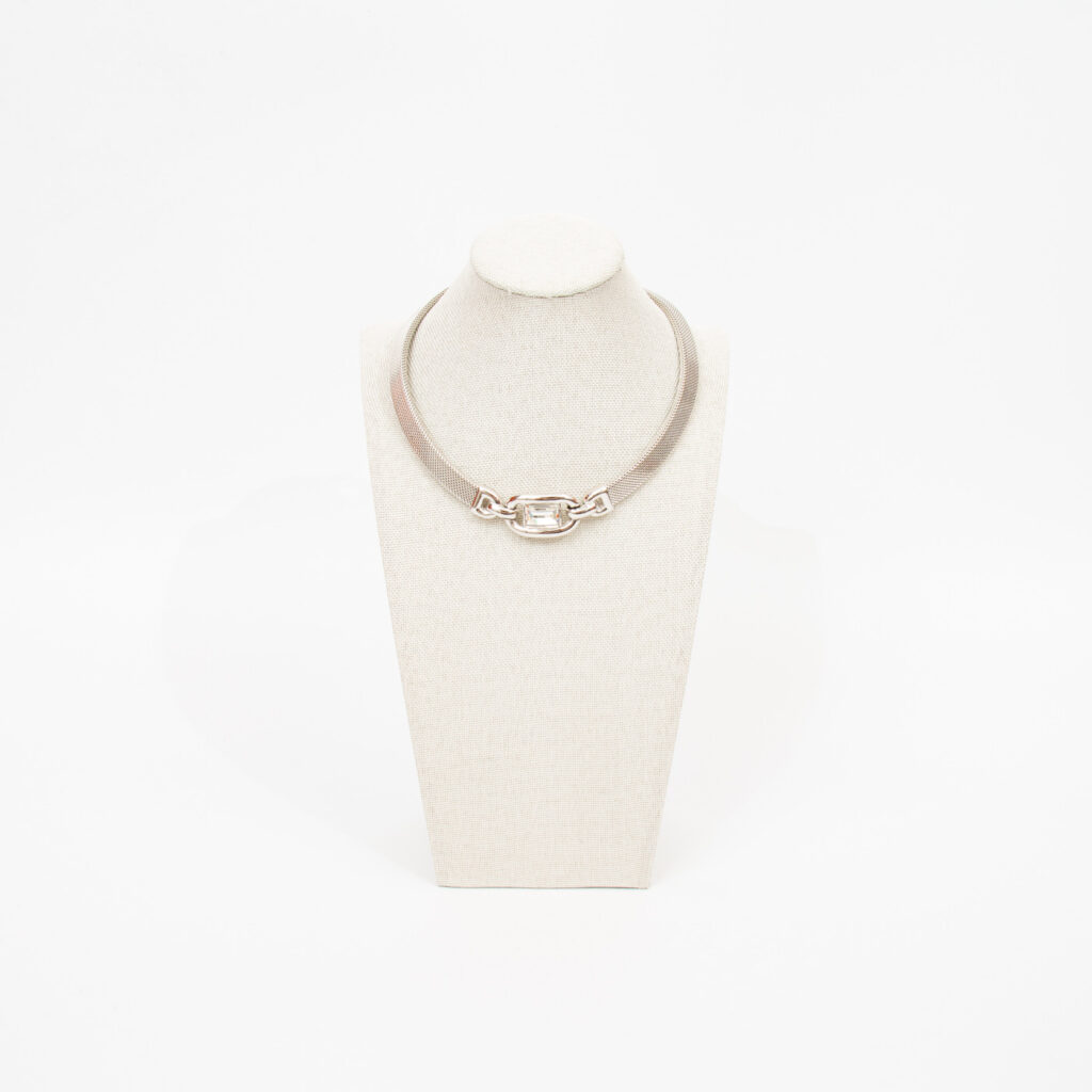 Gargantilla vintage Dior con gran cristal plateado
