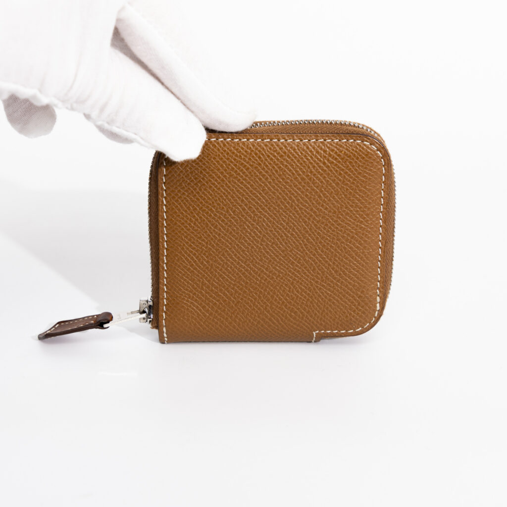 Hermès Azap Compact Geldbörse Epsom In Gold Mit Silberner Hardware