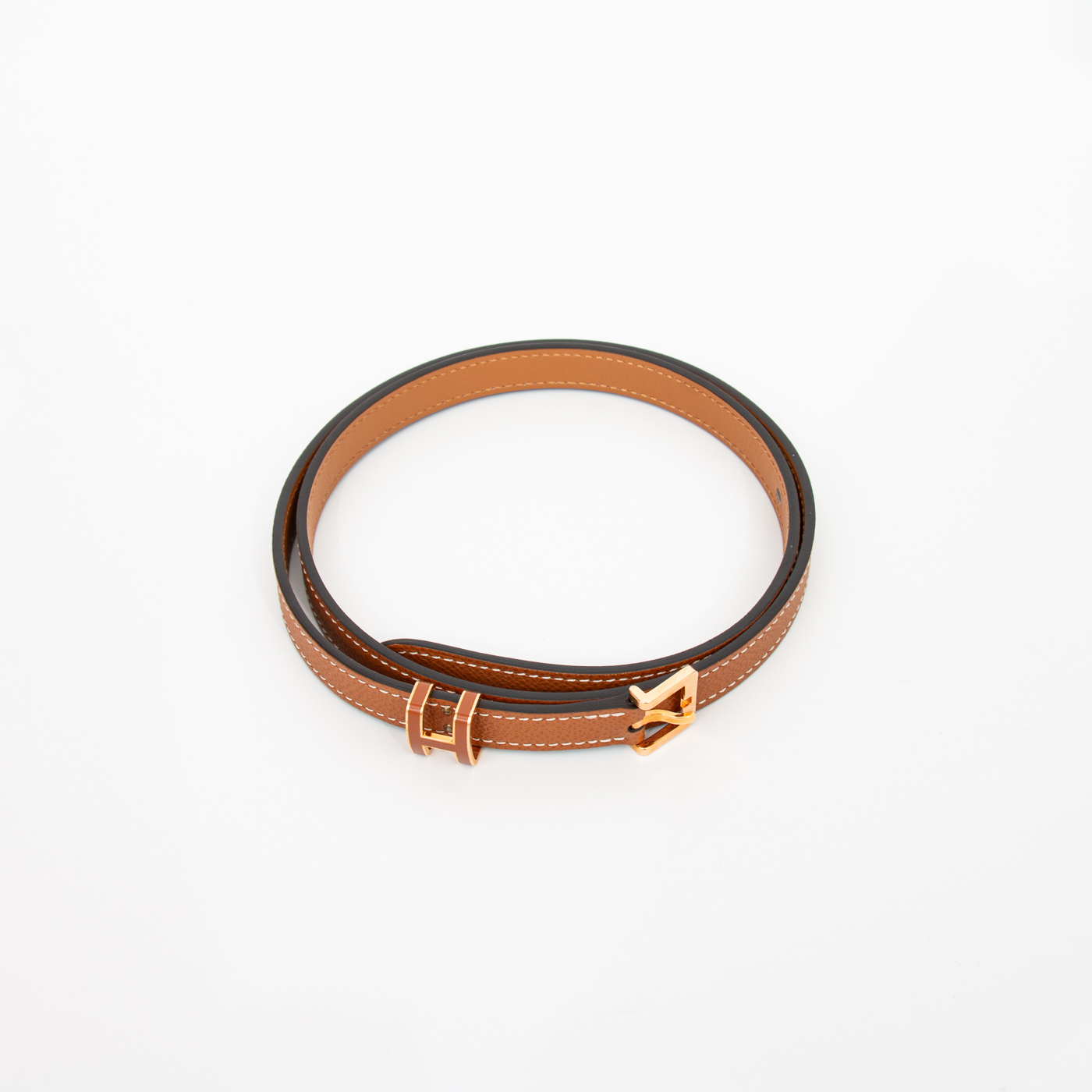 Cinturón Hermès Pop 15 en piel Epsom dorada con hebilla H dorada – Imagen 3