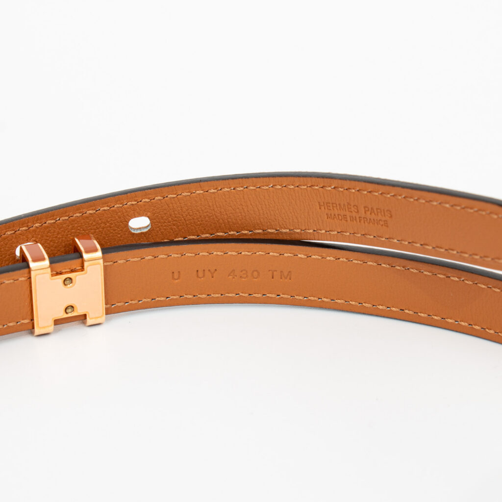 Cinturón Hermès Pop 15 en piel Epsom, color dorado con hebilla en forma de H dorada