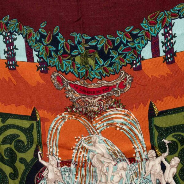 Hermès Carré Géant 140 cm Le Paradis du Roy en cachemire et soie marron