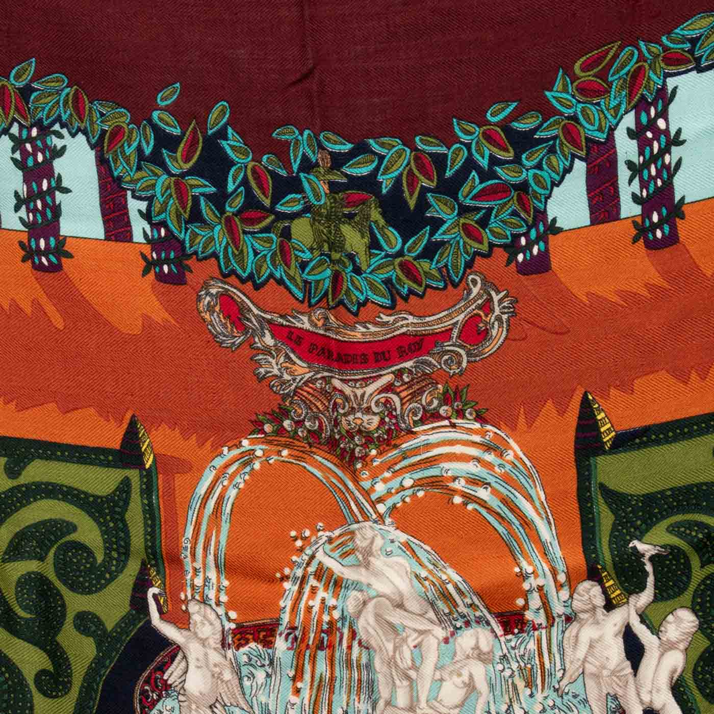 Hermès Carré Géant 140 cm Le Paradis Du Roy en cachemire et soie marron – Image 2