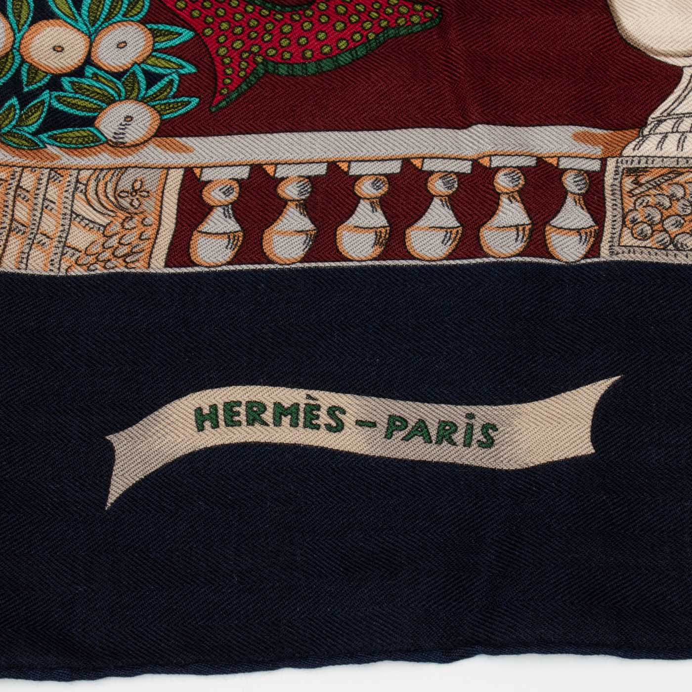 Hermès Carré Géant 140 cm Le Paradis du Roy en cachemire et soie marron – Image 3