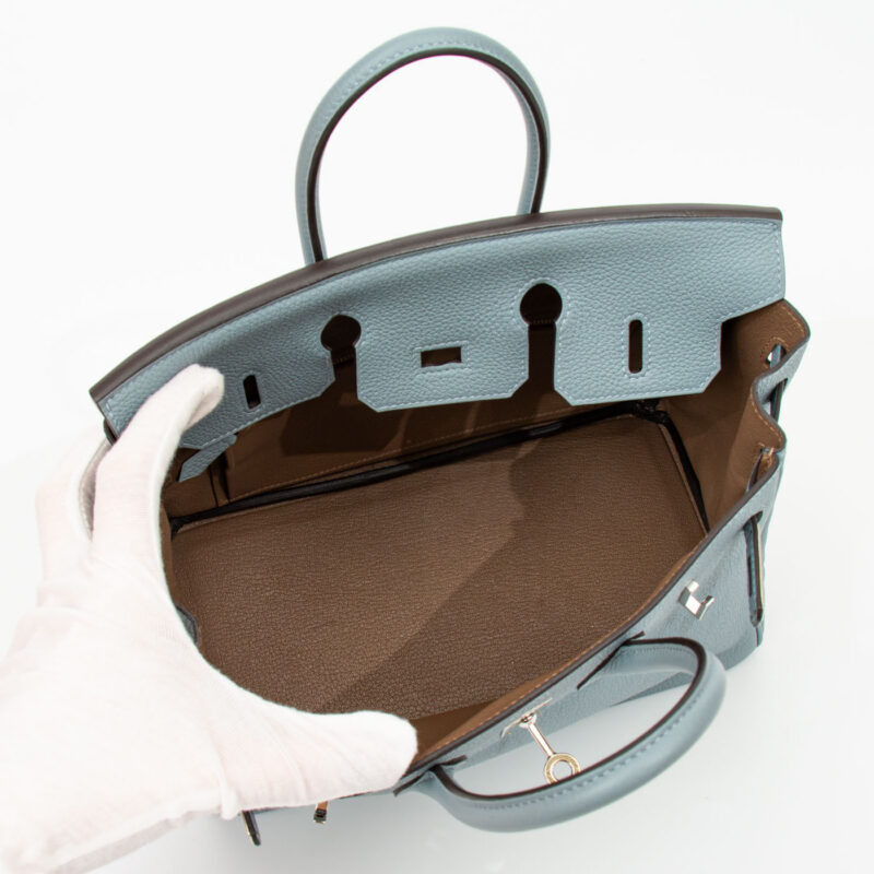 Hermès Birkin 25 Togo Leder Bleu Lin Blau mit Beige Interior aus 2022 – Bild 11