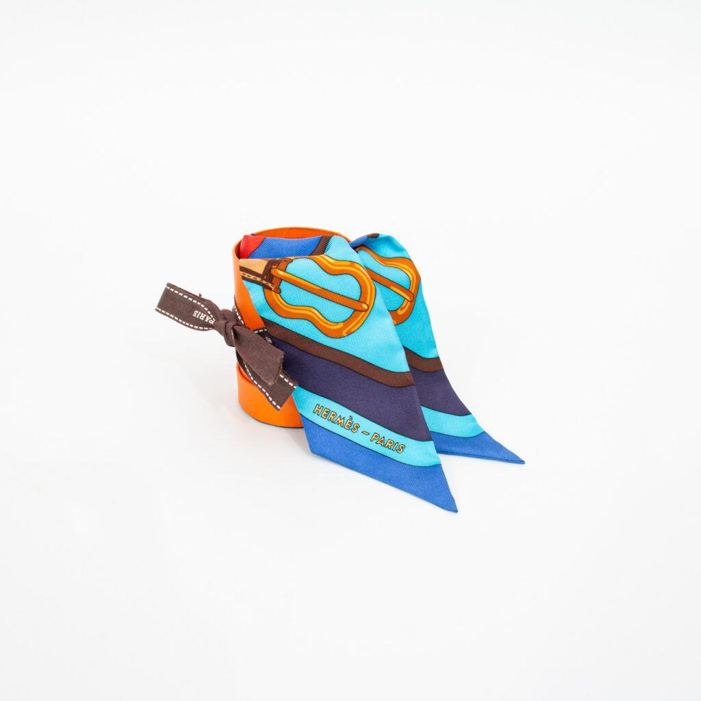 Pañuelo de seda Hermès Twilly Coaching Azul
