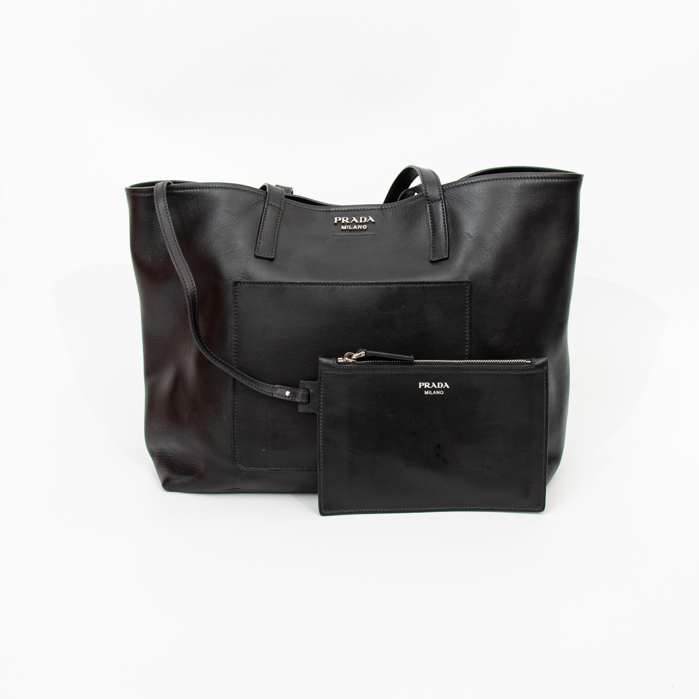 Prada Leder Tote Shopper City Calf in Schwarz – Bild 10