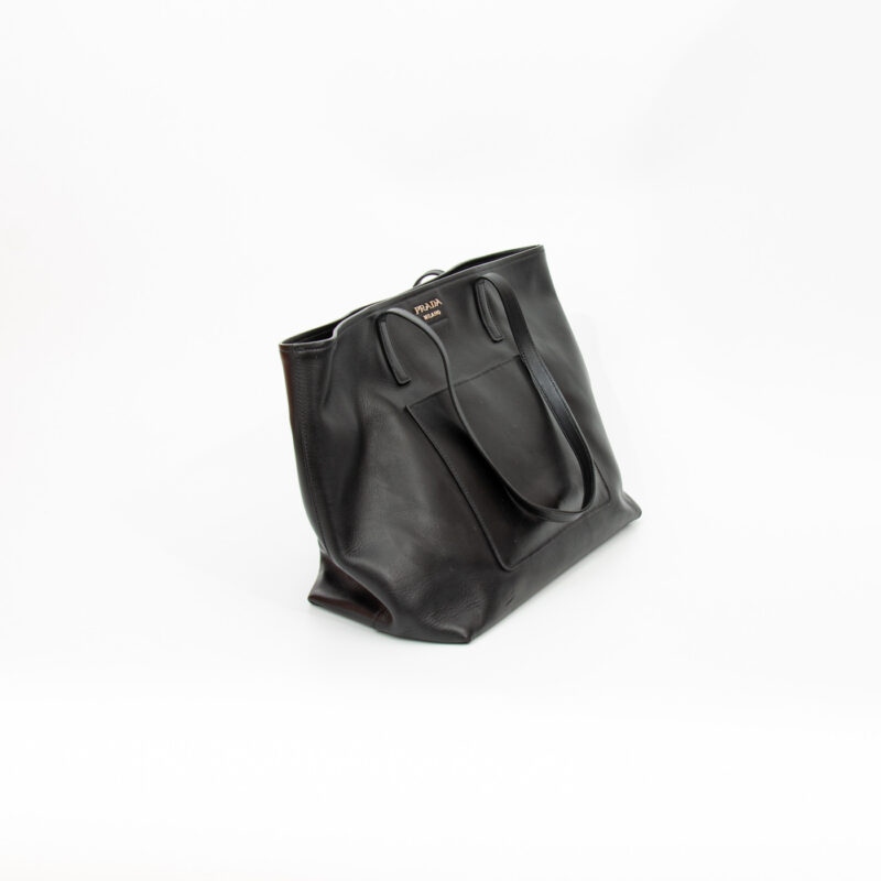Prada Leder Tote Shopper City Calf in Schwarz – Bild 3