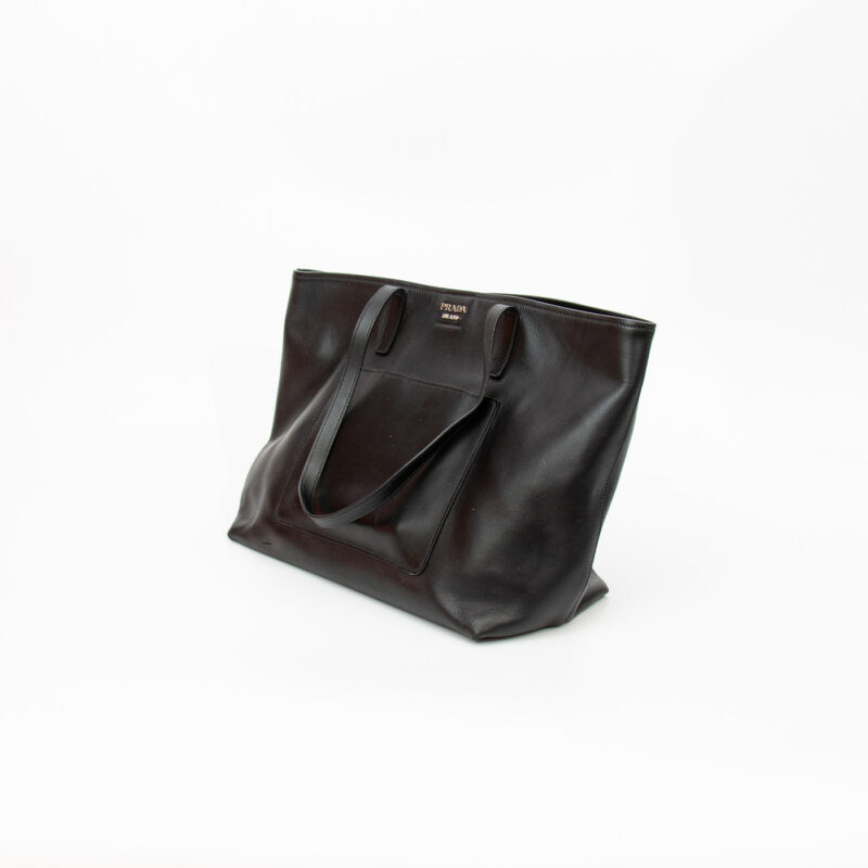 Prada Leder Tote Shopper City Calf in Schwarz – Bild 4