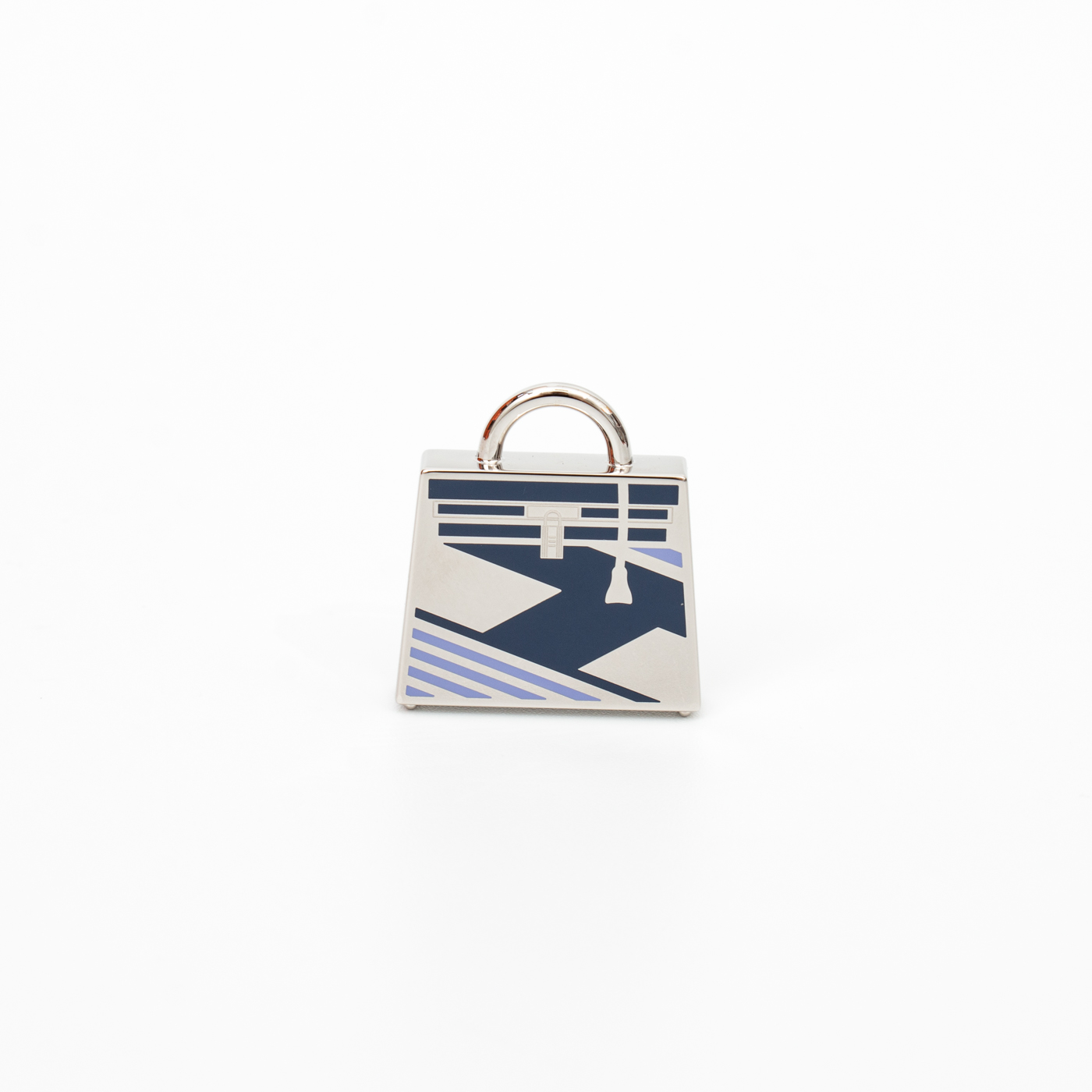 Charm Kelly Hermès Curiosité en métal bleu avec finitions argentées