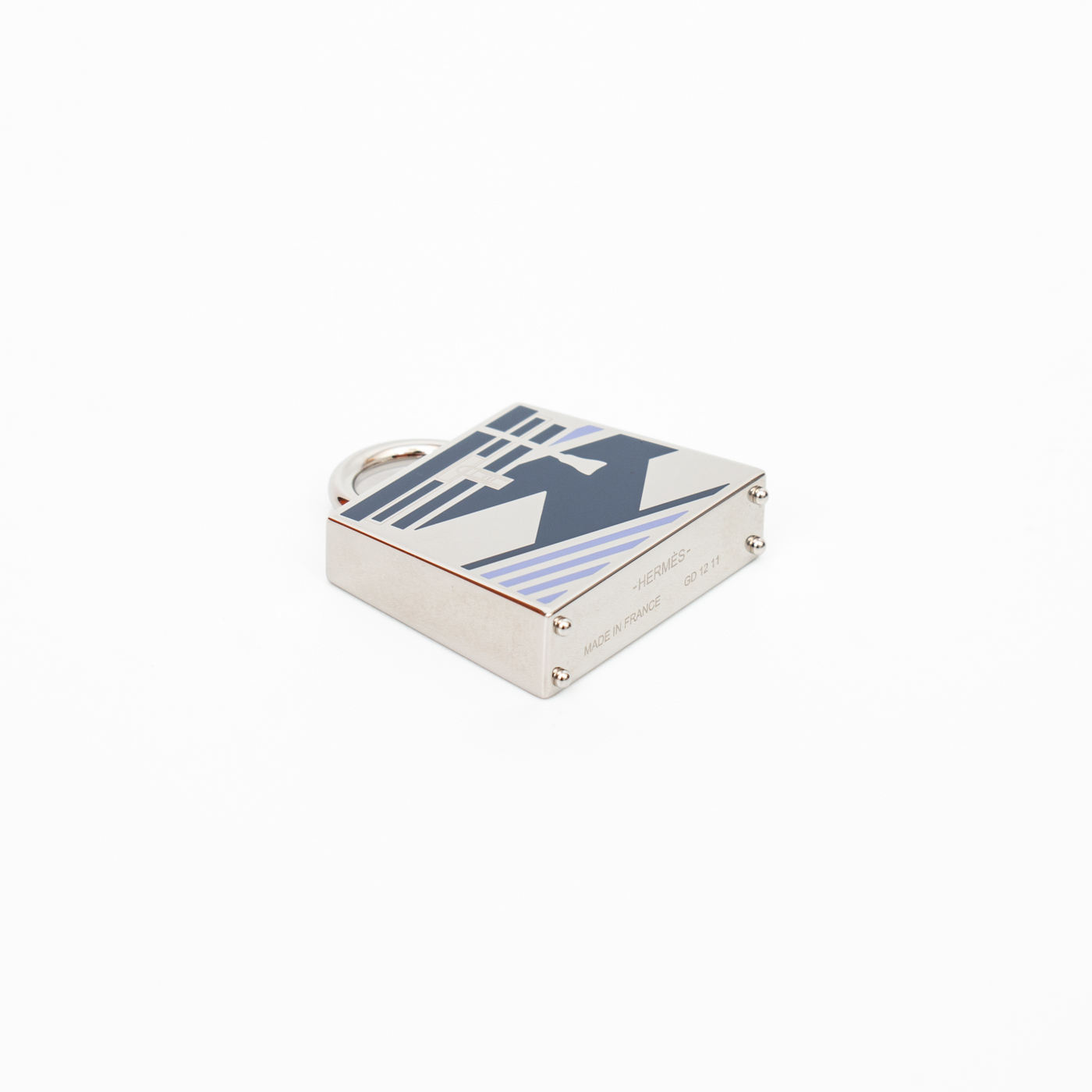 Charm Kelly Curiosité d'Hermès en métal bleu avec finitions argentées – Image 3