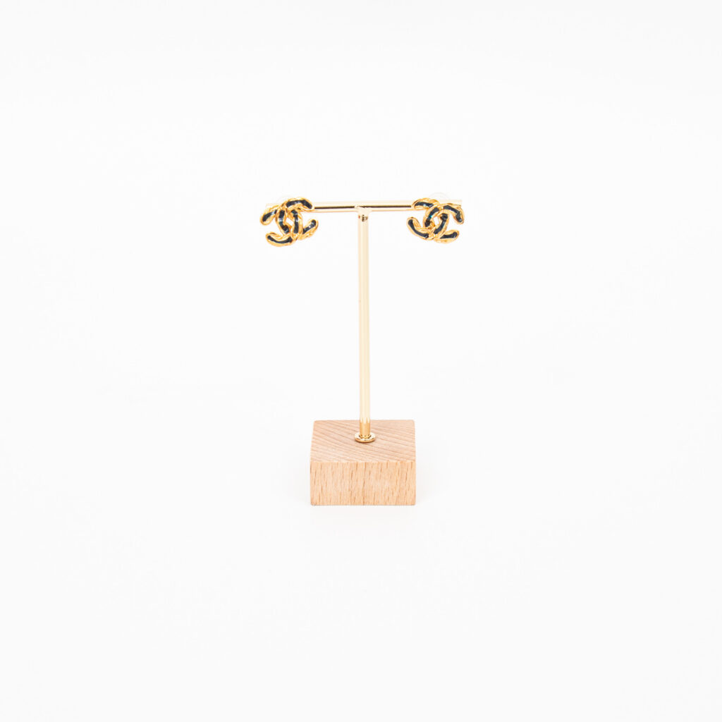 Chanel Ohrringe Chanel Coco Mark Vergoldetes Material Blau