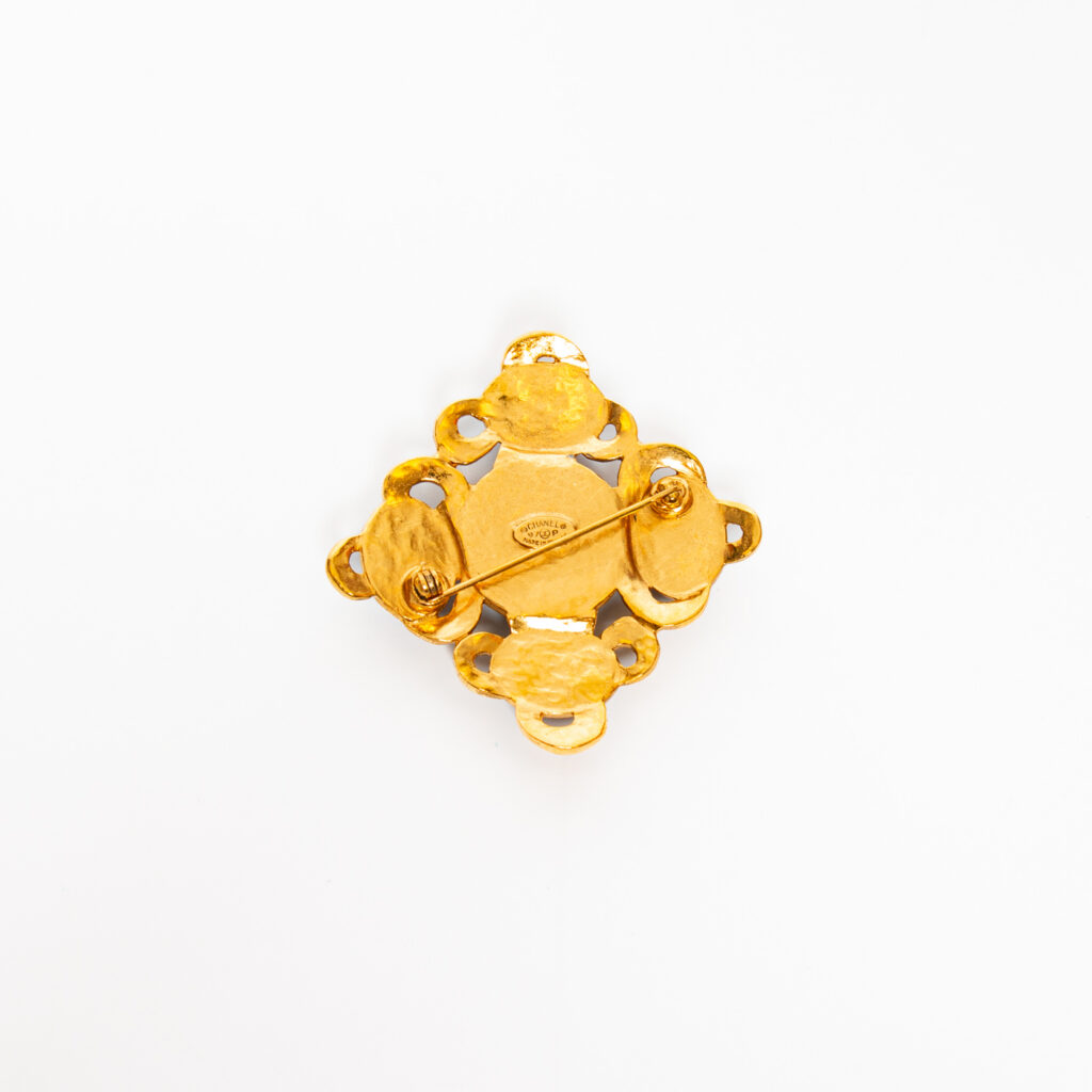 Chanel Brooch Blue with Gold-Tone Hardware