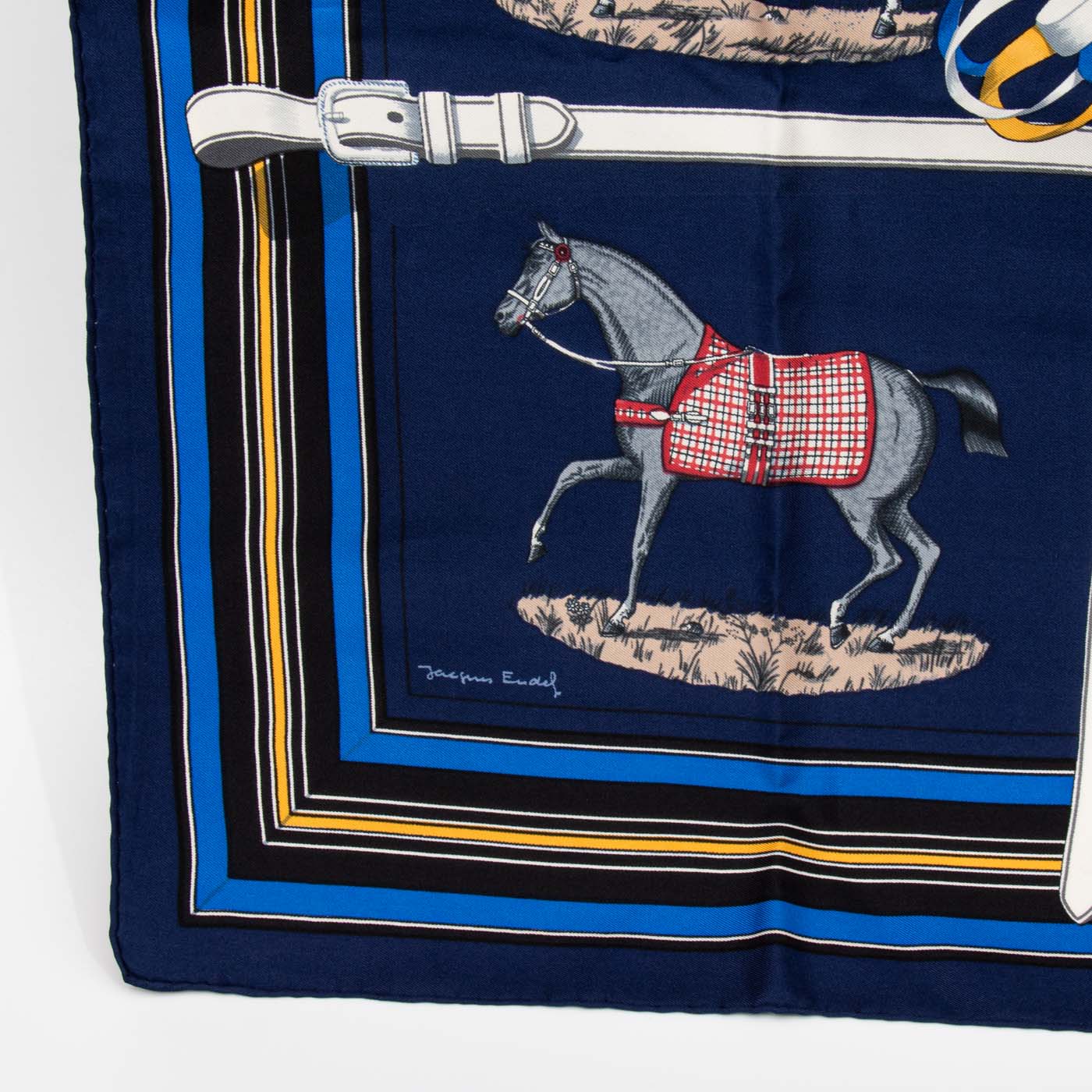 Hermès Seidentuch Carré 90 Couvertures Et Tenues De Jour Blau – Bild 3